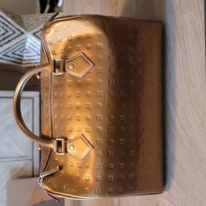 Arcadia Olive/Gold Patent Tote